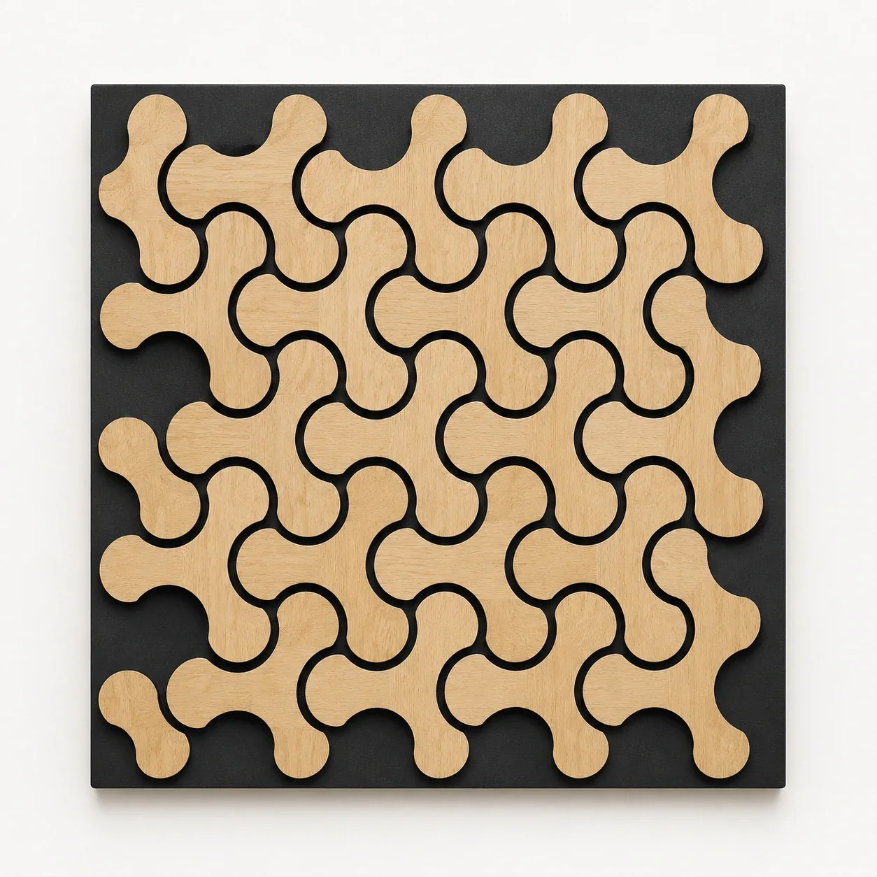 Panneau Puzzle en bois clair sur fond noir